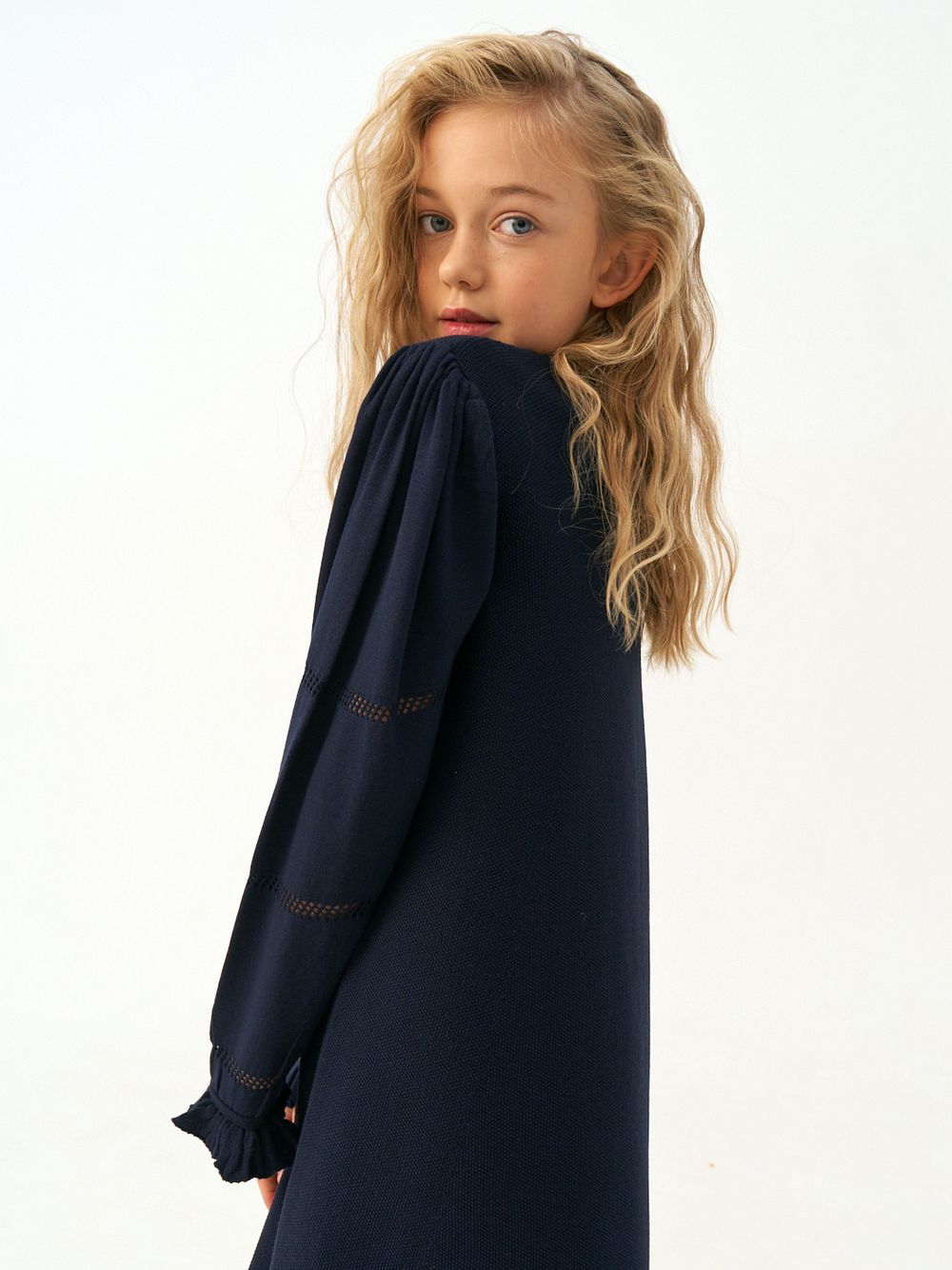 Платье для девочки с длинным рукавом AT1039 синий