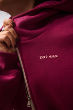 Худи на молнии укороченная с начесом, "Малина"