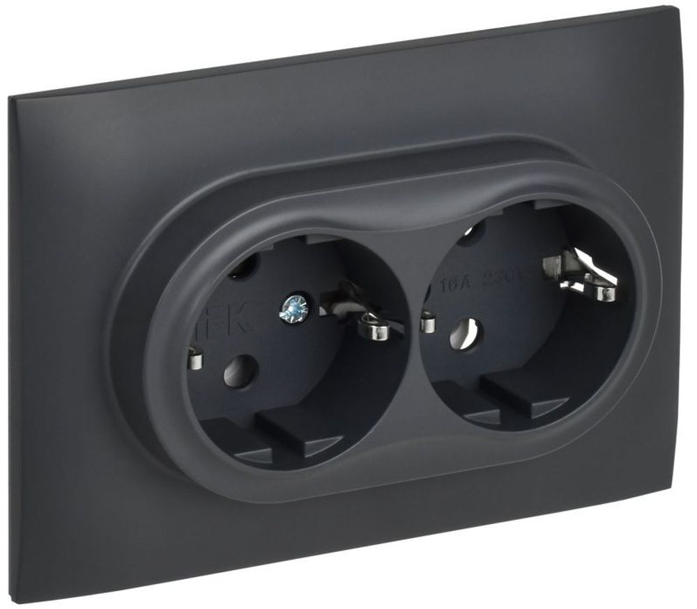 Розетка 2-м SKANDY 16А с заземл. без защ. шторок в сборе SK-R08T титан IEK SK-R21-16-K48-F Розетка 2-м SKANDY 16А с заземл. без защ. шторок в сборе SK-R08T титан IEK SK-R21-16-K48-F