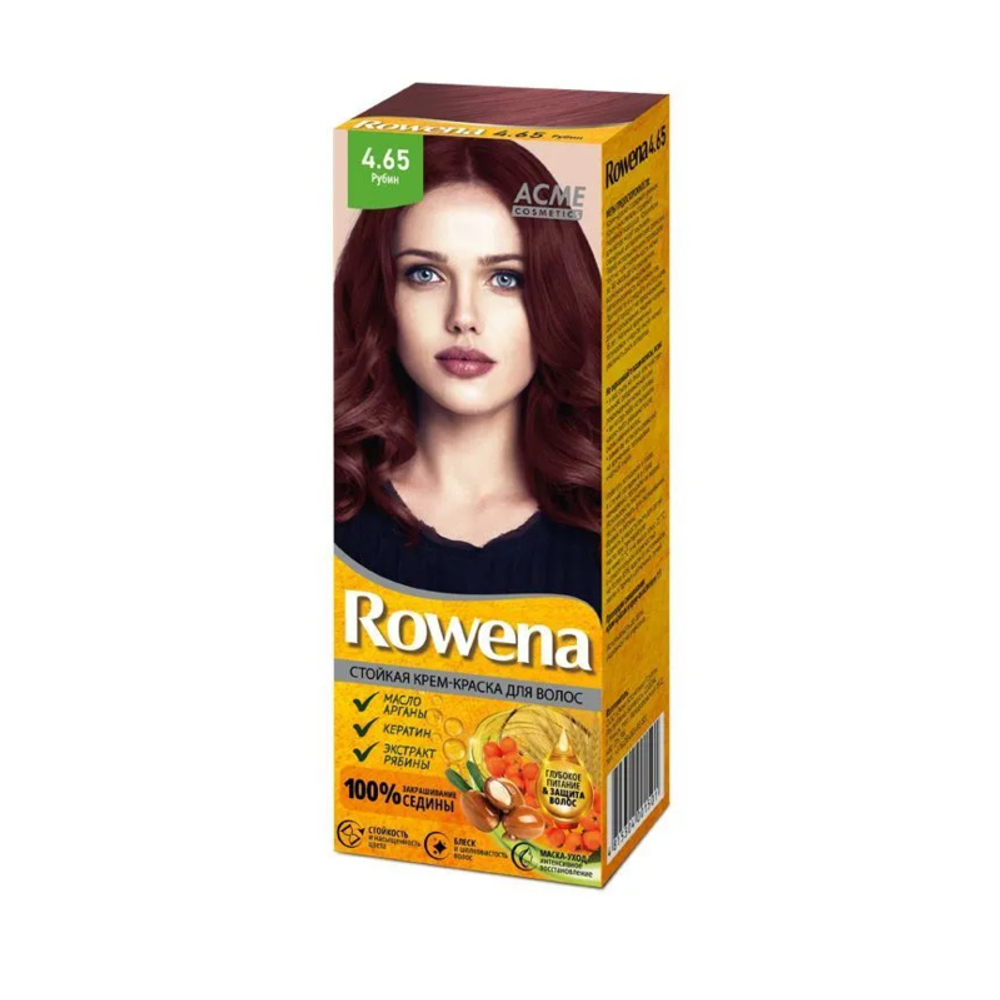 Acme-Color «ROWENA» Стойкая Крем-Краска для волос, тон 4.65 закрашивание седины 100% (Рубин) 115 мл