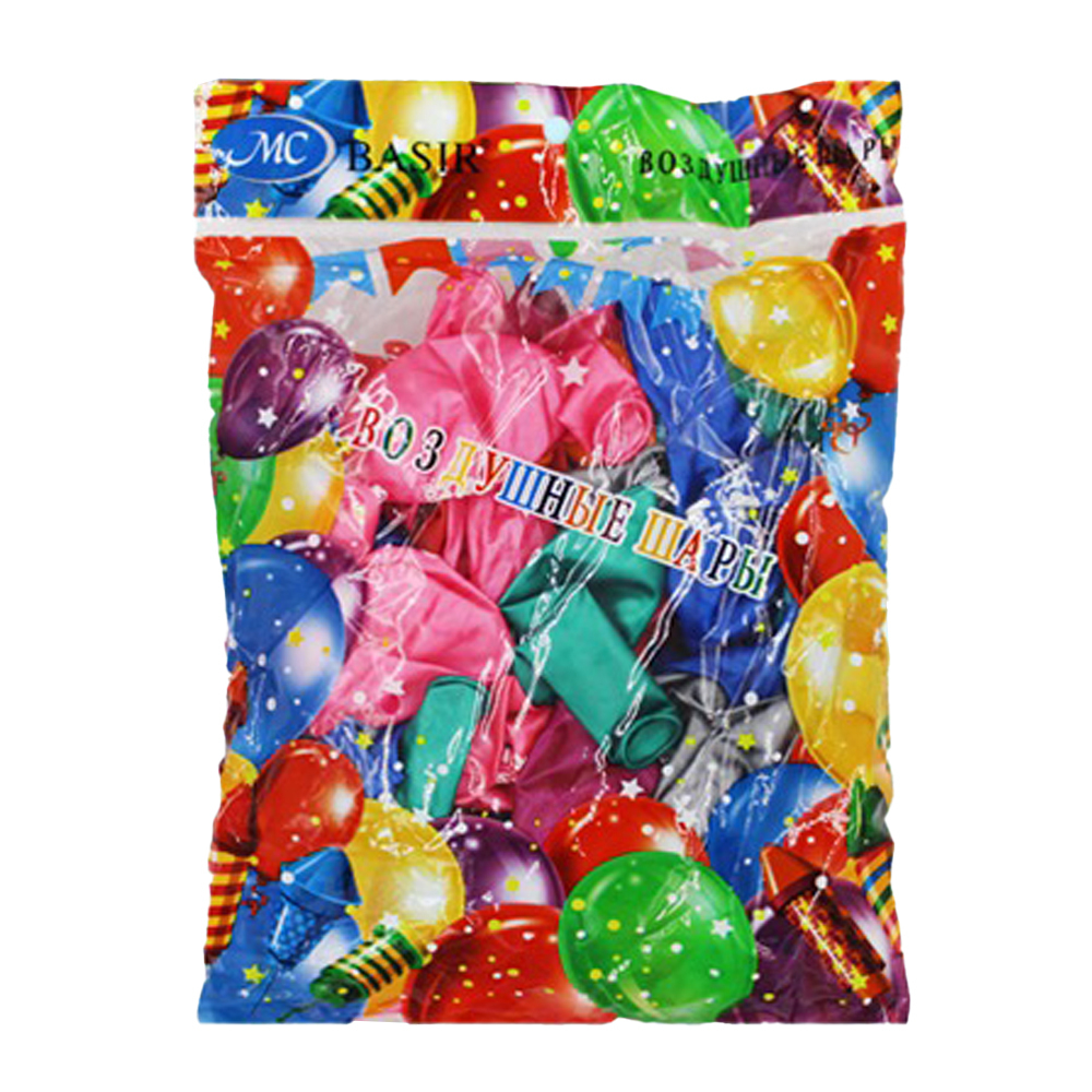 Воздушные шарики MC-Basir серия "Поздравляю" цвета ассорти, 50 шт, размер №12