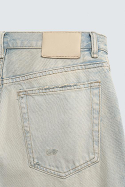 ZARA ДЖИНСЫ ПРЯМОГО УКОРОЧЕННОГО КРОЯ, ГОЛУБОЙ