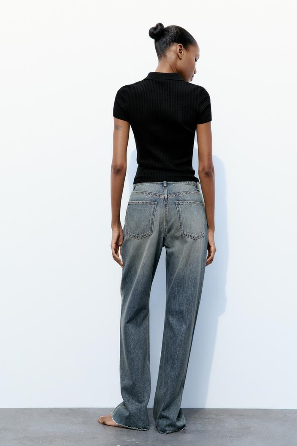 ZARA ТОП В РУБЧИК, ЧЕРНЫЙ