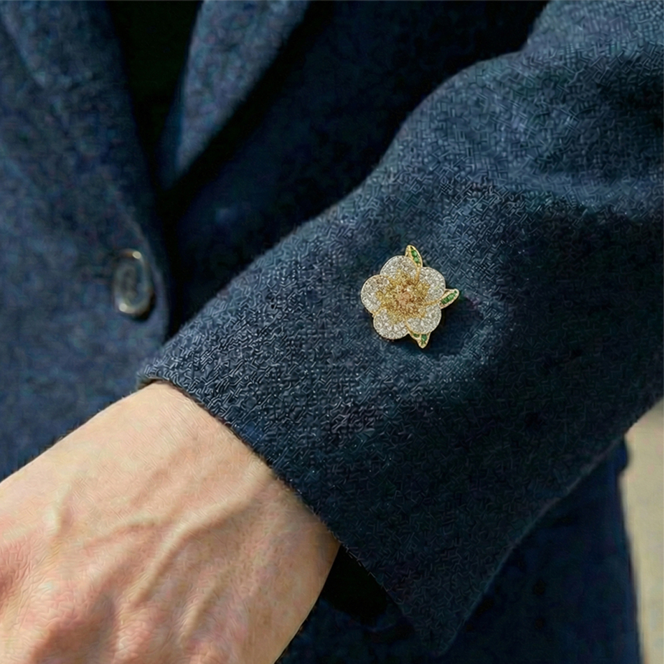 Брошь Fiore Luna Лютик Zircon + магнит XR10596 G