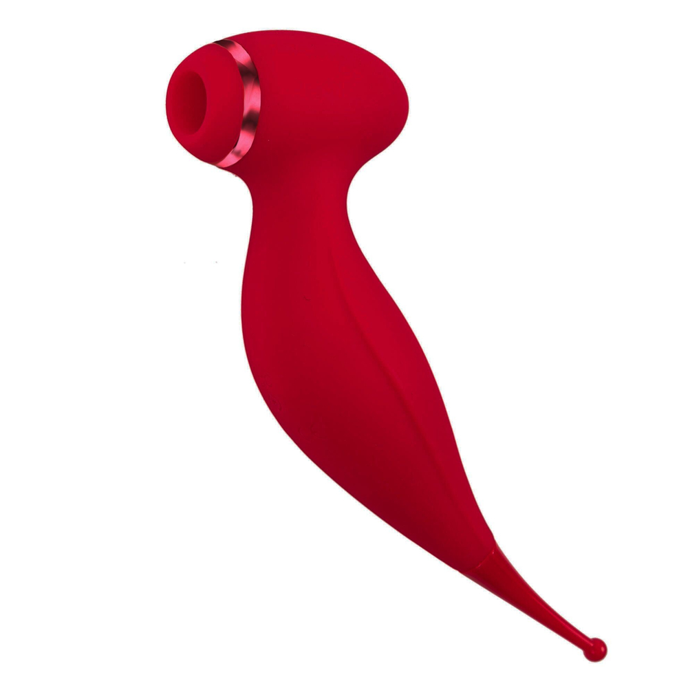 Красный вакуум-волновой стимулятор клитора Isadora с точечным вибратором (Цвет: красный)
