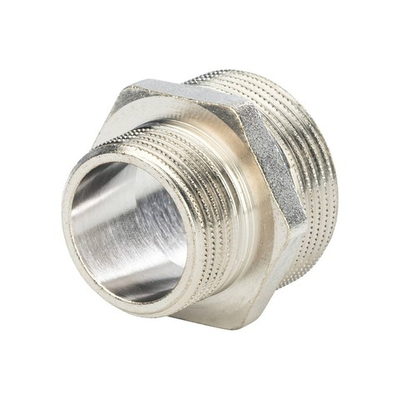 Ниппель редукционный STOUT SFT 0004 - 1"1/4 x 1" (для стальных труб, латунь никелированная)