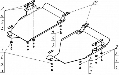 Защита Топл. бака. 3 мм, Сталь. для Volkswagen Tiguan 2007-2016 MOTODOR.12706