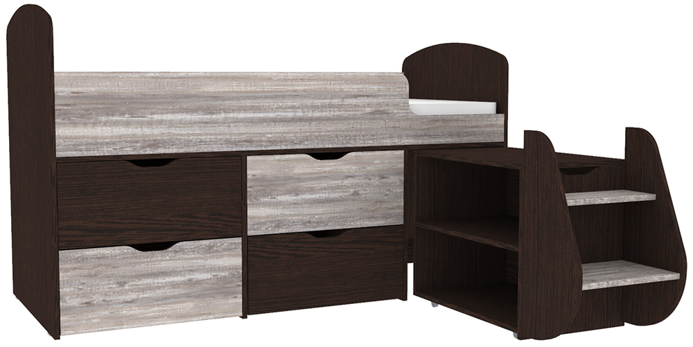 Кровать-чердак КарИВи Малыш 7 Венге Бетон