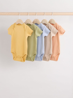 Боди с коротким рукавом для малышей Next E19-797, 5 шт., Бежевый, Светло-желтый, Хаки, Голубой