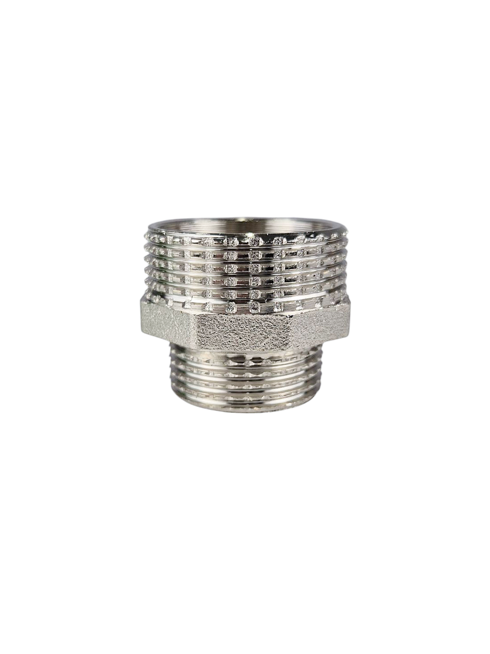 Ниппель переходной, латунь, наружная резьба 1 1/4"х1", никель, RTP