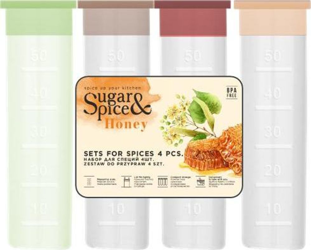 Набор для специй SUGAR&amp;SPICE HONEY 4 шт. 135*32*116 мм микс