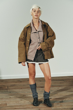 ZARA КУРТКА-НАКИДКА ИЗ ВОЩЕНОЙ ТКАНИ, ОХРА