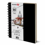 Скетчбук, слоновая кость 100 г/м2, 148х210 мм, 80 л., гребень, твердая обложка, BRAUBERG ART, 115109
