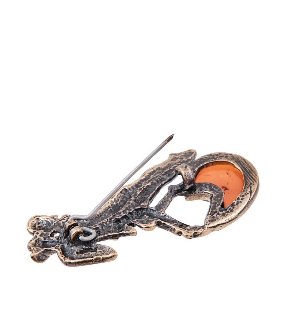 AM-3978 Брошь «Танго» (латунь, янтарь)