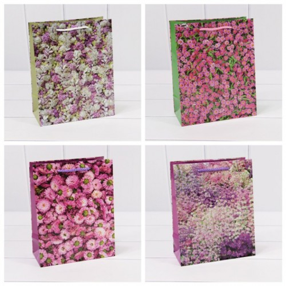 Пакет подарочный 20х25х10см "Цветы" (Микс)