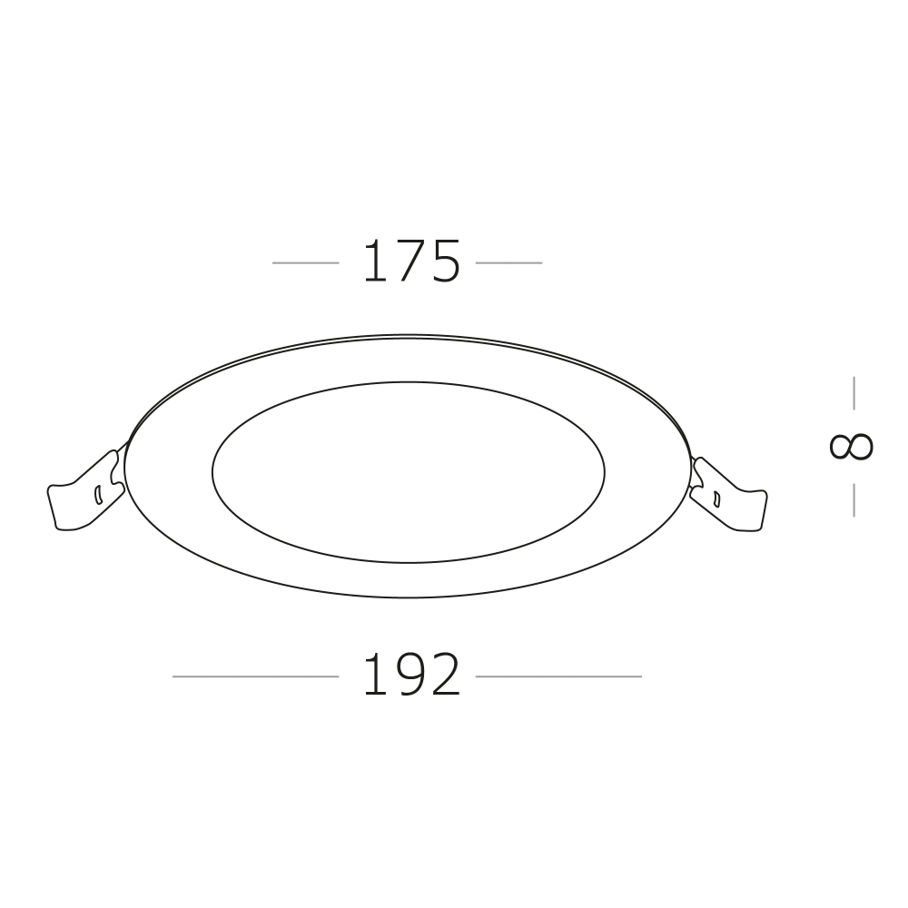 Светильник встраиваемый LED 15W 3000K 1 020Lm Ra80 110° IP20 D190xH18 90-265V