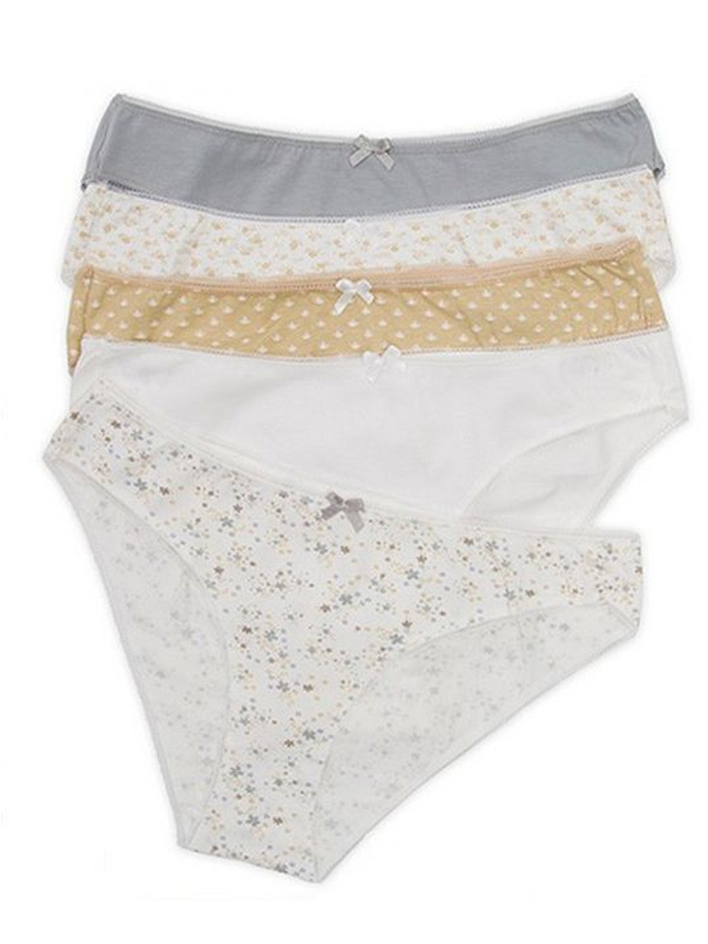 Набор из 5 хлопковых трусиков-слип средней посадки (Размер: XL) (Цвет: разноцветный)