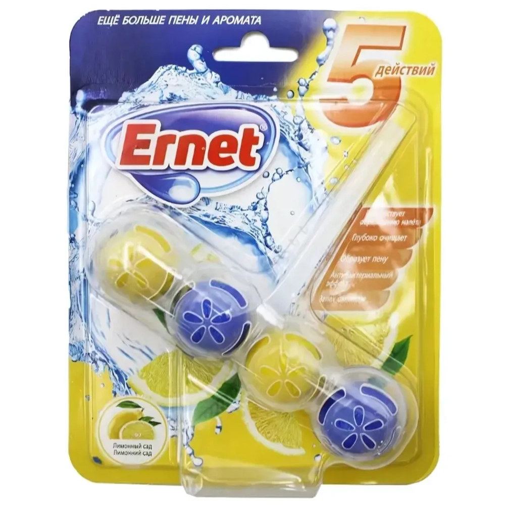 Подвесной чистящий блок для унитаза ERNET «Лимонный сад» 50г