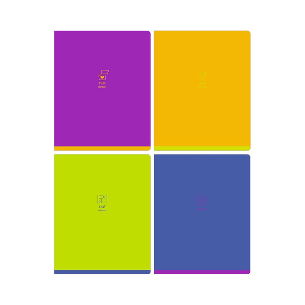 Набор тетрадей 48л, А5, клетка, BG Monocolor. Chat, неоновая краска 4шт