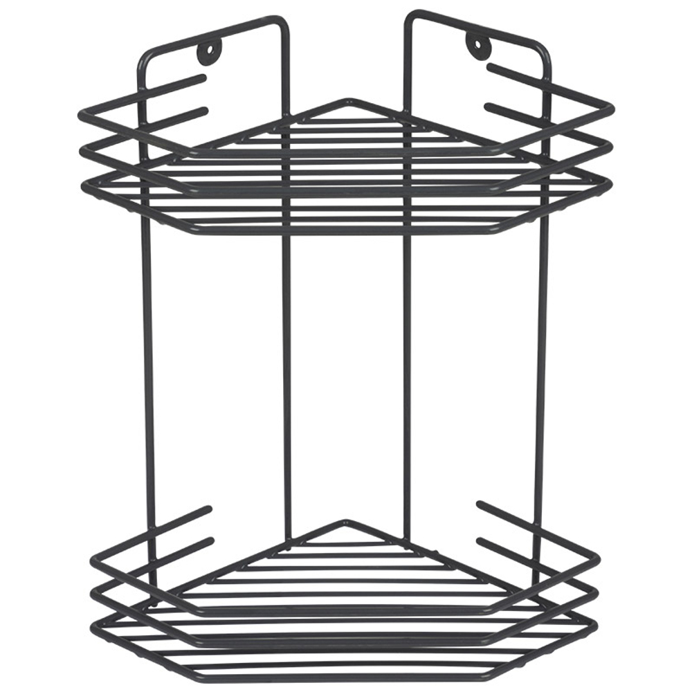 Полка 2-х ярусная угловая 20,5*20,5*31,5см, термопластичное покрытие графит