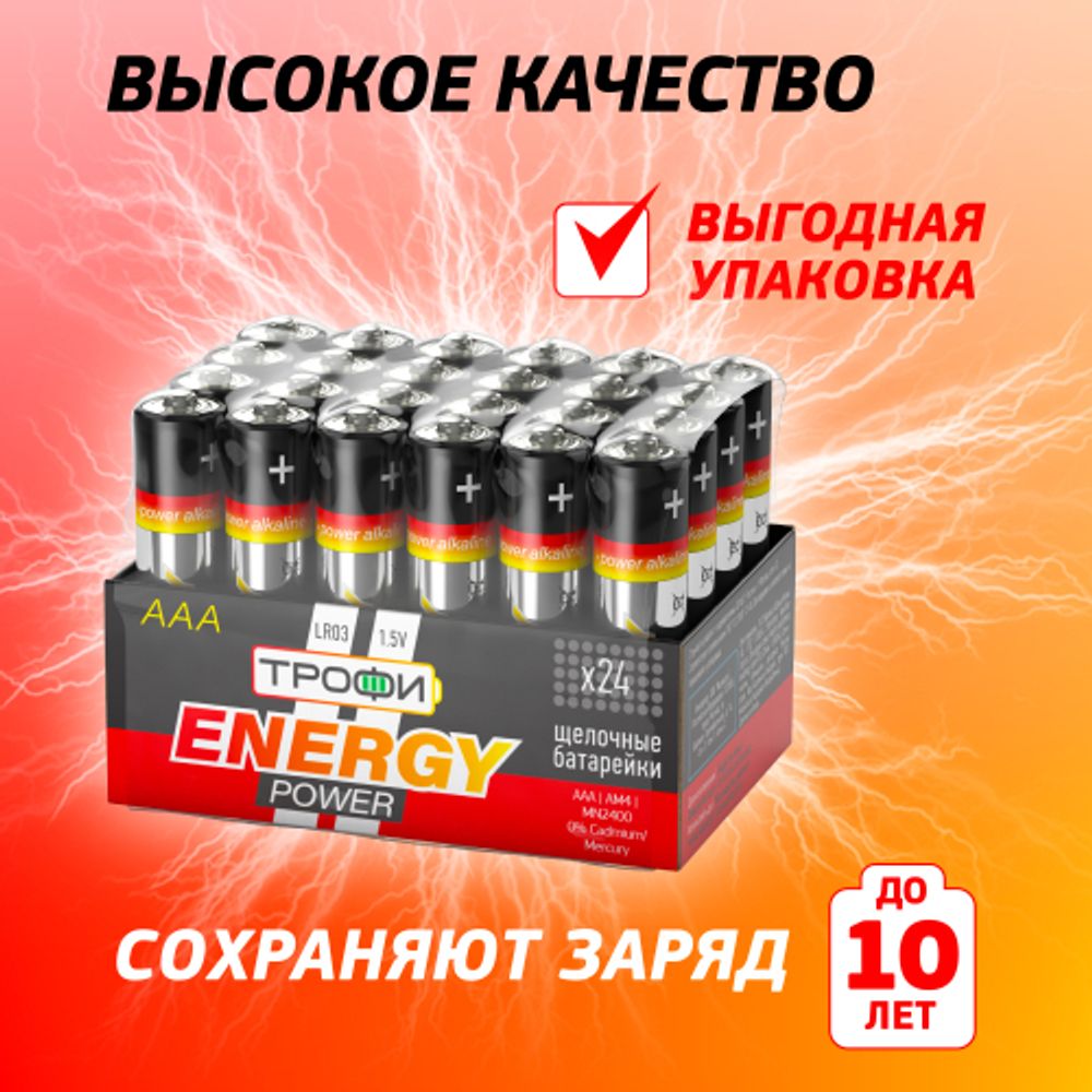 Батарейки Трофи LR03-24 bulk ENERGY POWER Alkaline