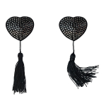 Черные пэстисы-сердечки с кисточками и стразами Lola Pasties Burlesque Evans Silver 3635-02lola