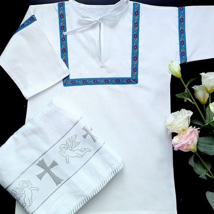 Крестильный набор р-р 110-116  "Ванечка" серебро