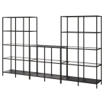 Стеллаж - IKEA VITTSJÖ/VITTSJO, 300х36х175 см, черно-коричневый/стекло, ВИТШЁ/ВИТШЕ ИКЕА