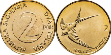 Словения 2 толара, 1992 - 2006 Ласточка XF