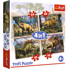 Puzzle "4in1" - Interesting dinosaurs / Trefl