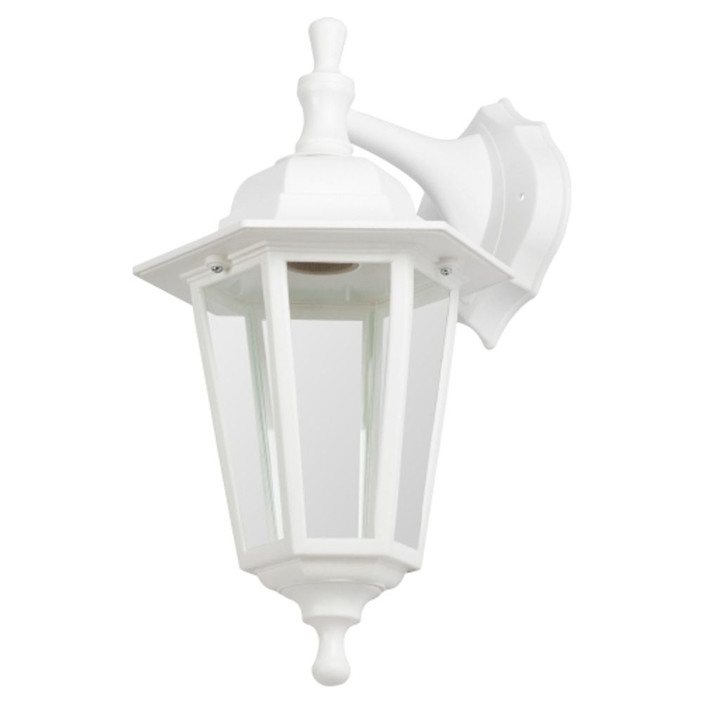 Садово-парковый светильник ЭРА НБУ 06-60-001 белый 6 гранный настенный IP44 Е27 max60Вт | Садово-парковые светильники