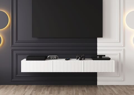 Тумба под телевизор подвесная Белый Глянец 161,9х19,8х34,6 см