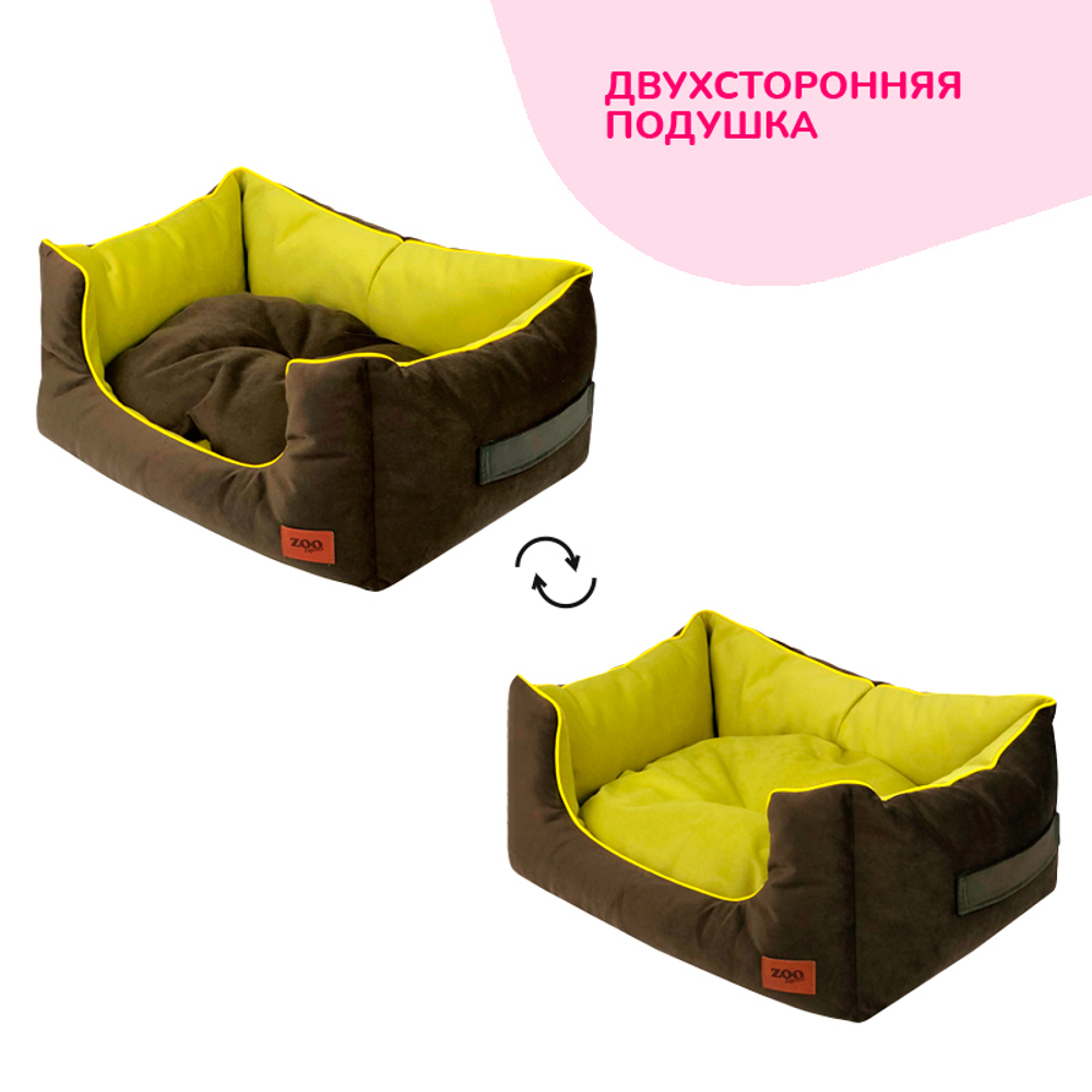 Лежанка ZOOEXPRESS "Ампир" пухлик мебельная ткань (оливковый/зеленый)