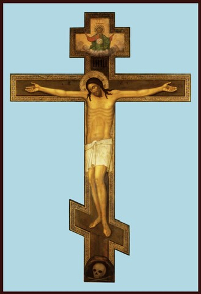 Икона Распятие Иисуса Христа на дереве на левкасе