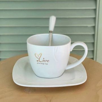 Чайная пара Love: чашка 380 мл, блюдце 16 см, ложка