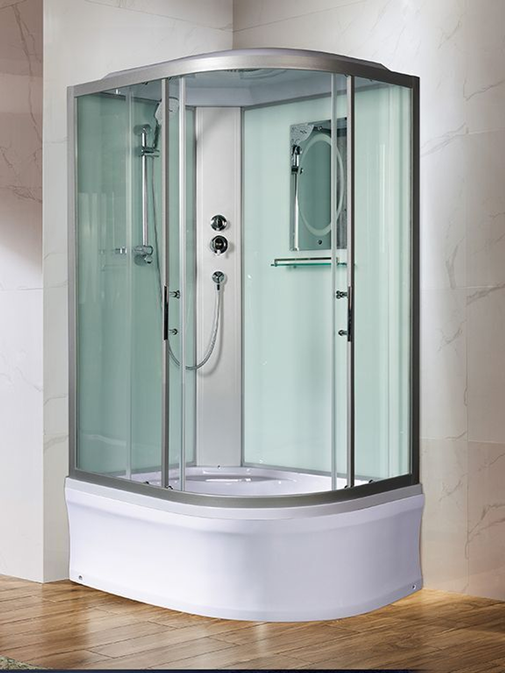 Душевая кабина WeltWasser  WW500 HALLE 1202 L 120х90 см,  прозрачное стекло, поддон низкий, крыша, левосторонняя