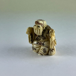 Статуэтка нэцкэ Дзюродзин с золотым корабликом богатства