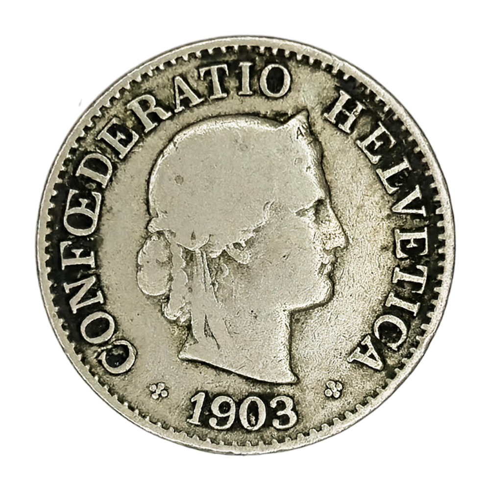 Switzerland, 5 Rappen, 1903 – Libertas Series, VF