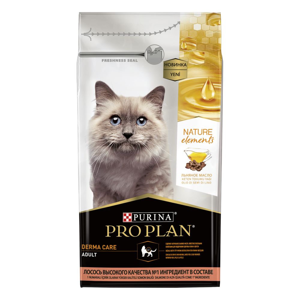 Сухой корм для кошек Pro Plan Nature Elements для здоровья кожи и шерсти с лососем 1.4 кг