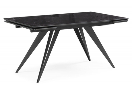 Стол стеклянный Woodville Дарвин 140(200)х80 черный мрамор, черный, ножки черные