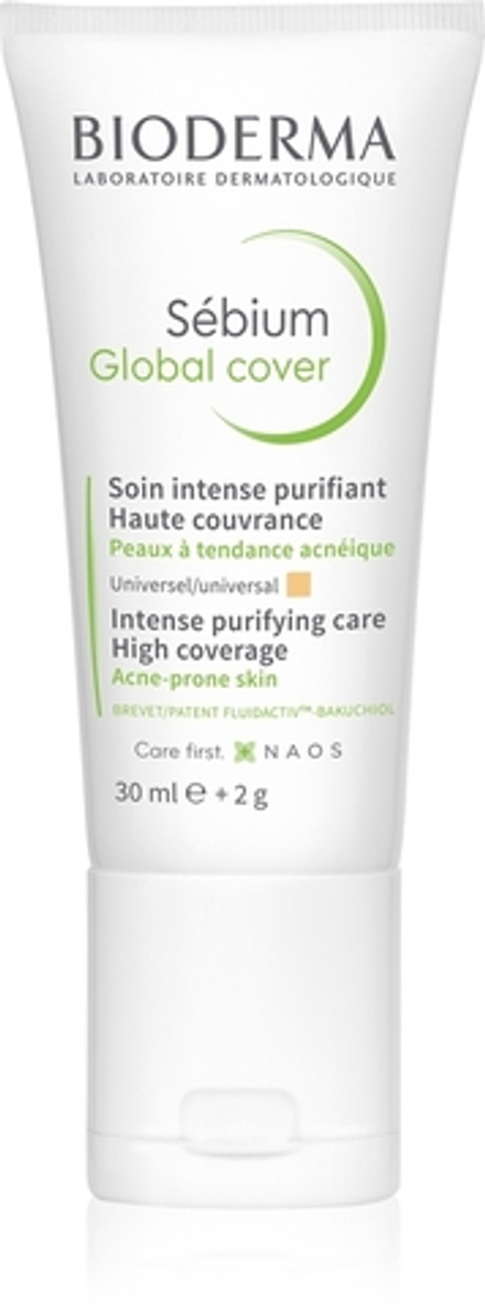 Bioderma Sebium Global Cover - Интенсивное покрытие и тонизирующий уход для кожи с акне, 30 ml
