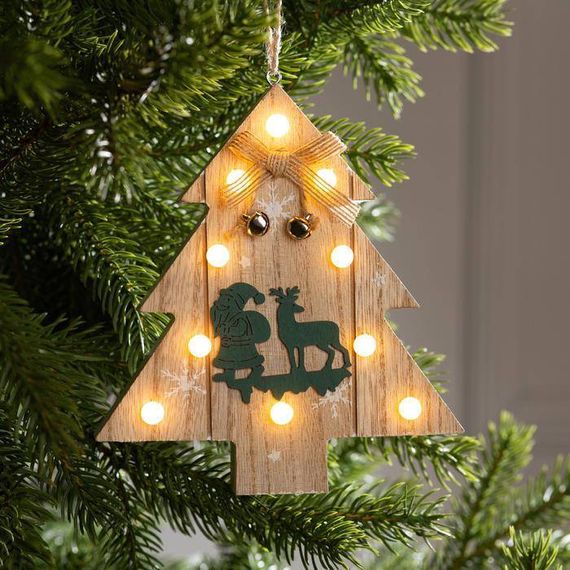 Ёлочная игрушка Ёлочка 3*14 см., от батареек, свечение тёплое белое, Luazon Lighting (6117370)