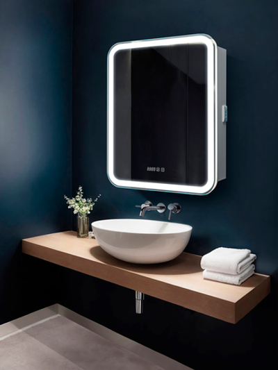 Зеркало-шкаф Джерси 70 – 3.2 ПРАВЫЙ (часы, подогрев, сенс. выкл., подсветка 3 в 1, холодная, нейтральная, теплая)