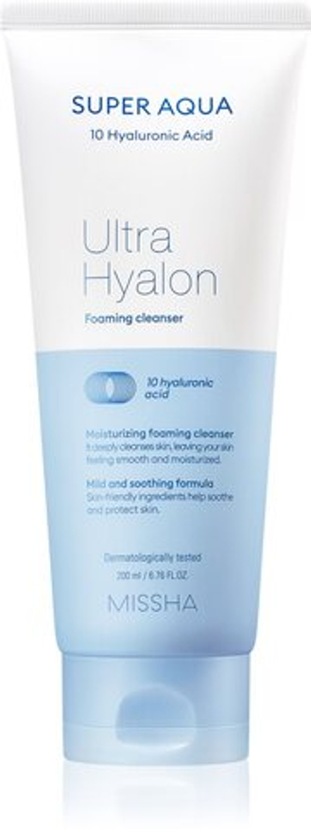 Missha Super Aqua 10 Hyaluronic Acid - увлажняющая очищающая пена /   200  ml  / GTIN 8809643507226