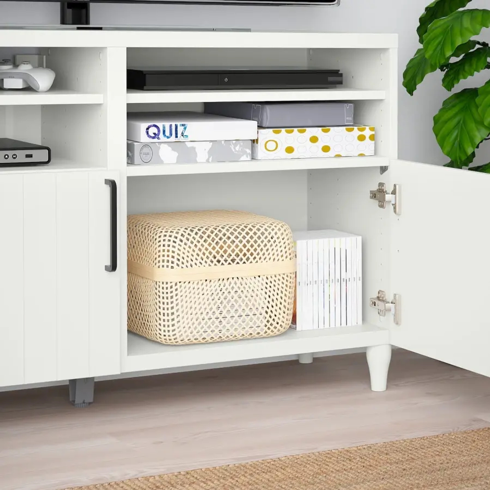 Тумба под ТВ - IKEA BESTÅ/BESTA/БЕСТО ИКЕА, 76х42х120 см, белый/бежевый