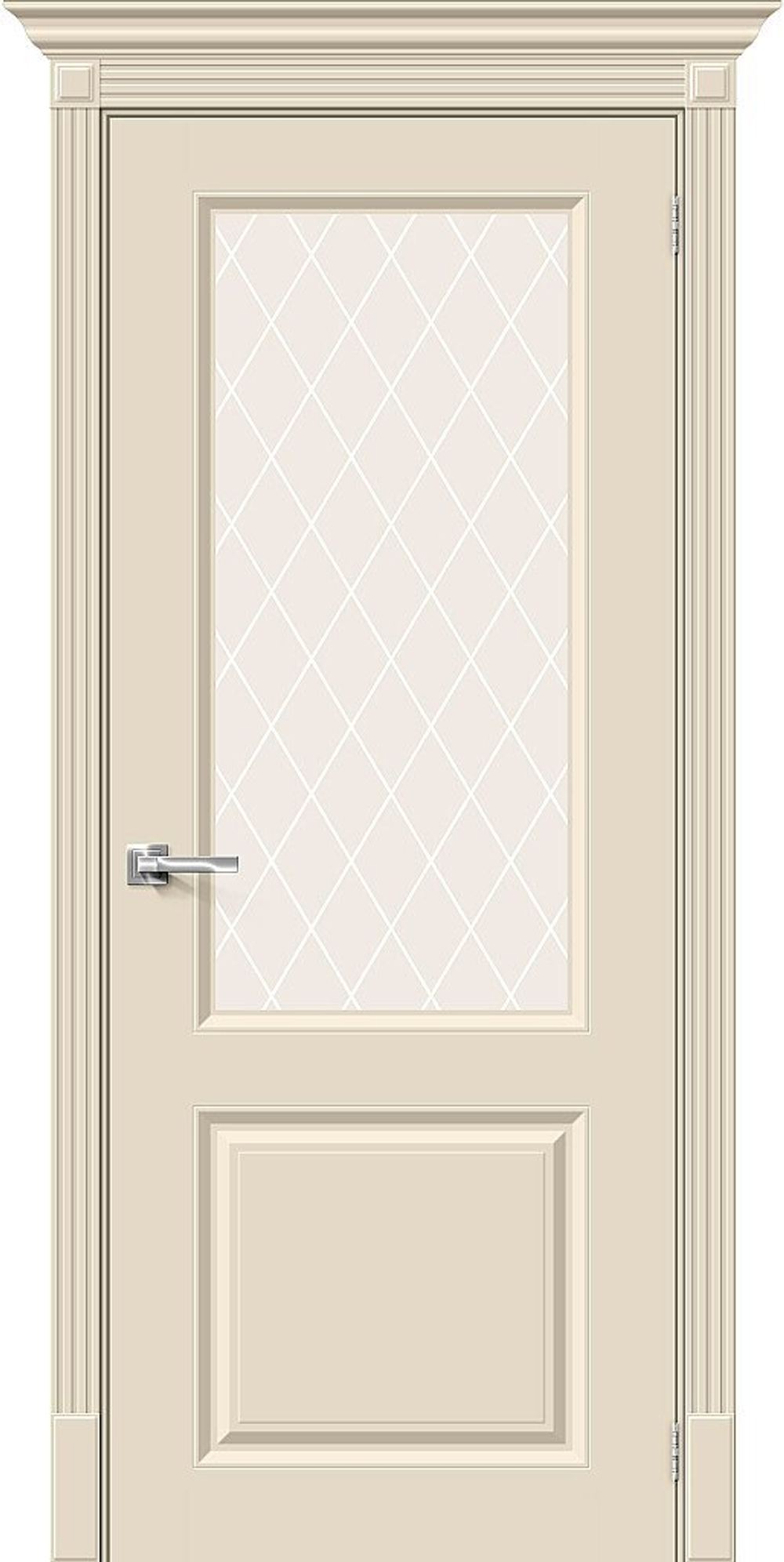 Дверь Скинни-13 / Цвет Cream / Стекло White Сrystal / Двери Браво