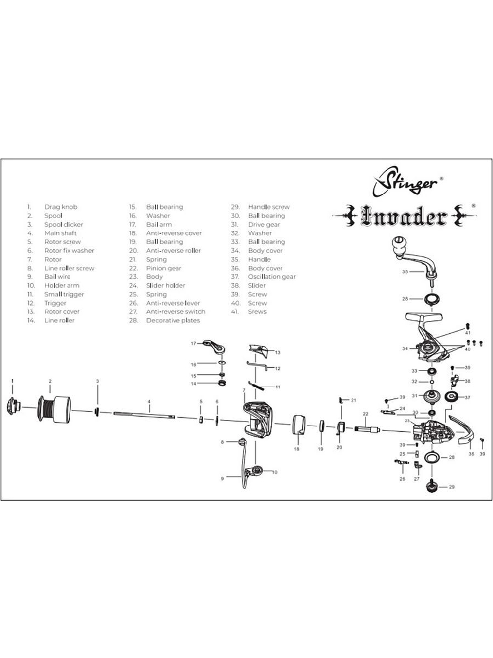 Катушка рыболовная безынерционная Invader 3500