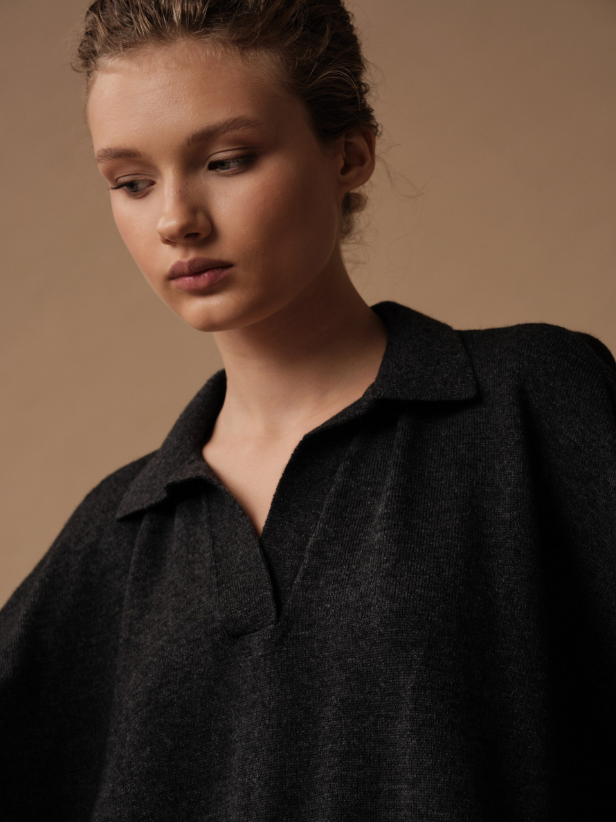 J0461-8101 Джемпер-поло женский, темно-серый dbr