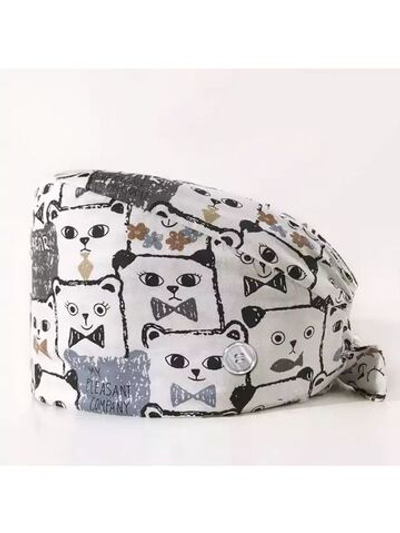 Шапочка медицинская, принт "Медвежья компания", белый