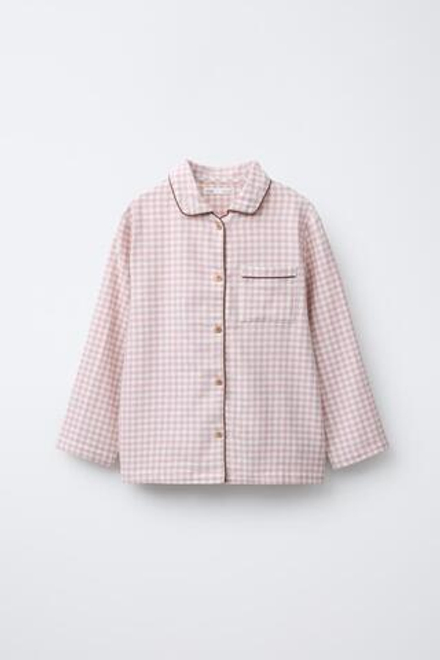 ZARA ФЛАНЕЛЕВАЯ ПИЖАМА В КЛЕТКУ ВИШИ, РОЗОВЫЙ